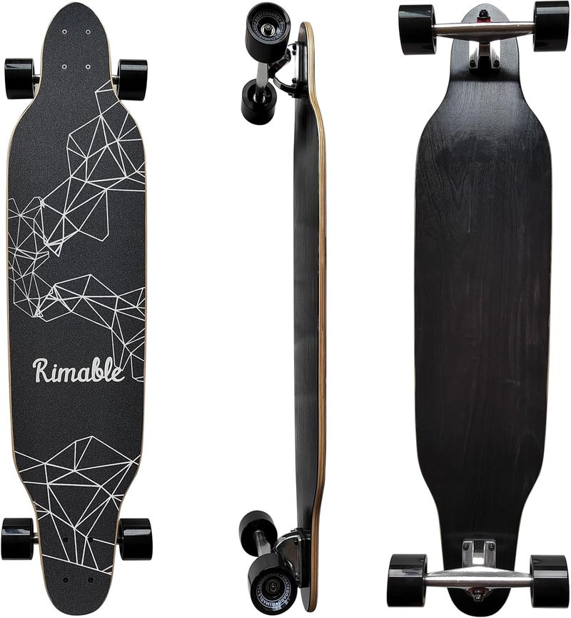 RIMABLE 41 Inch Freestyle Topmount Longboard Skateboard - Beginner Cruiser Freestyle Maple Wood Deck Cruising Long Board Skateboard for Teenagers,Kids and Adults - Image 1